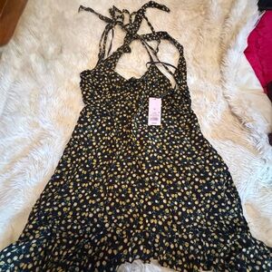 Floral Black and Yellow Dress